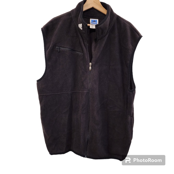 adidas Other - Adidas Vest Mens XL Black Sleeveless Full Zip Up Fleece Logo Vtg